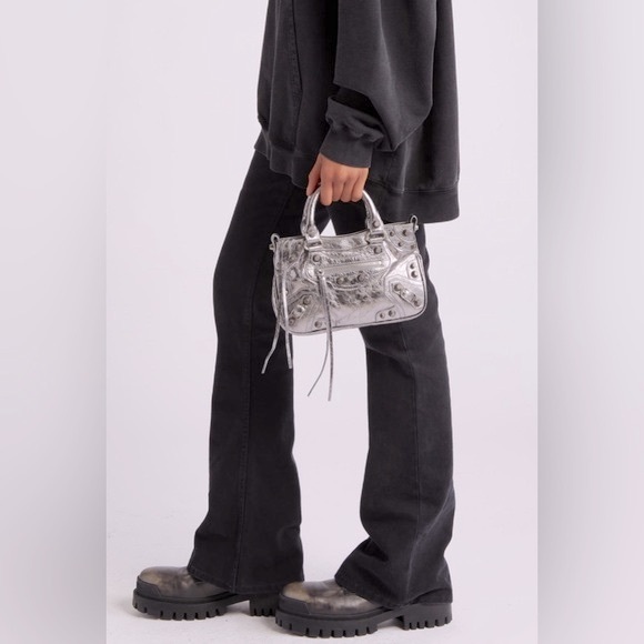 BALENCIAGA Small Cagole Metallic Leather Top Handle Bag - Picture 2 of 14